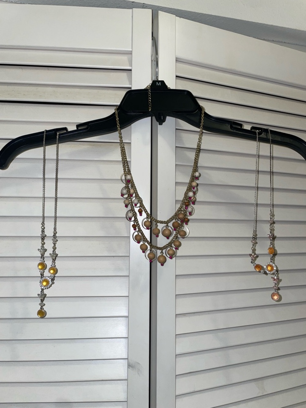 Lot 3 Statement Necklaces Boho Beaded Gold SilverTone Butterfly Costume Jewelry